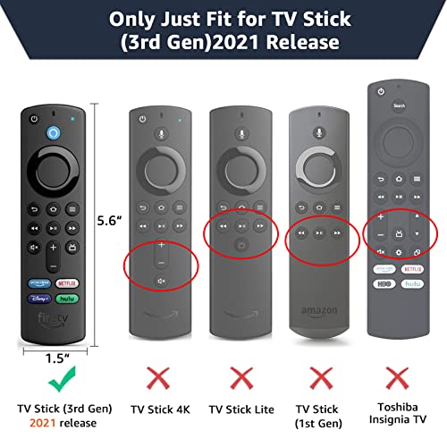 3 Pack Fire Stick Remote Cover, Silicone Remote Case for 2021 Fire TV Stick 4K Max/Alexa Voice Remote 3rd Gen, Anti Slip Silicone Protective Case with Lanyard(Glow Blue & Glow Green & Red)