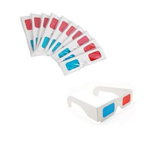 krismya 3d glasses for movies,10 pairs 3d glasses red and cyan white frame anaglyph cardboard – folded in protective sleeve