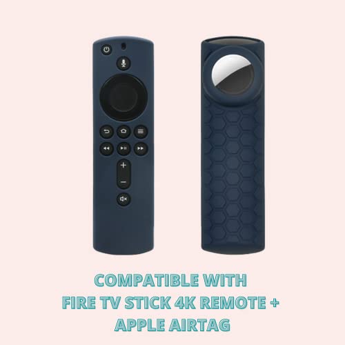 Case for Amazon Fire TV Remote with AirTag Holder | Fire TV Stick Remote Holder with Air Tag | Deluxe Silicone Fire TV Remote Protection | Amazon Remote Anti-Loss System (Blue Glow)