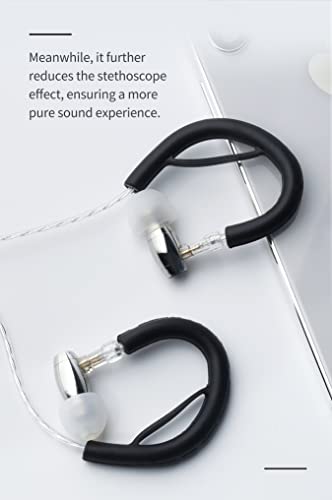 Keephifi Earphone Round Reinforced Headphones Sports Ear Hook Used for Headphones and Headsets with Straight Cable, Earhook Cable, or Mask (Bla*5)