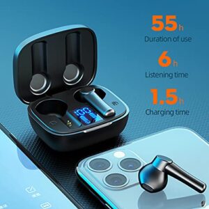 Wireless Earbuds,Bluetooth 5.0 Headphones with Wireless Charging Case IPX5 Waterproof TWS Stereo Earphones in-Ear Built-in Mic Headset Premium Intense Bass for Sport Black