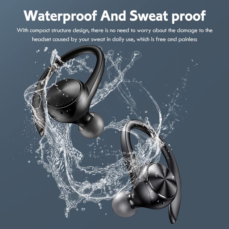 TWS Headphone Bluetooth 5.0 LED Digital Power Display Ear Hook Headset High Bass Sport Ear Hanging Earphone for iPhone Andriod Woven Design Earbuds