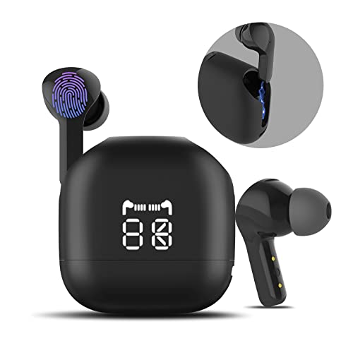 True Wireless Earbuds ENC Noise Cancelling TWS Bluetooth Earphones Deep Bass Hi-Fi Stereo Sound in-Ear Earphones with Mic Voice Assistant Touch Control 60ms Low Latency Headset for Work Gaming Sport