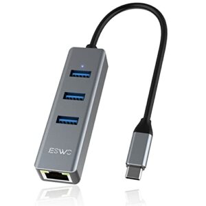 usb c to ethernet adapter, jeswo usb-c hub with ethernet adapter, thunderbolt 3/type-c gigabit ethernet lan network adapter, compatible for macbook, imac, ipad pro, xps, and more
