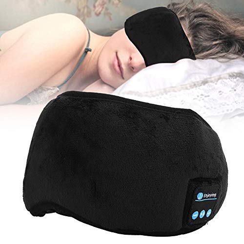 Wireless Bluetooth 5.0 Eyeshade, Intelligent Sleeping Stereo Headphone Music Blindfold, with Simple Button, Charging Cable, for Travel, Men, Women(Black)