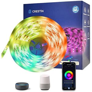 crestin smart string lights wifi string party lights rgb color changing outdoor string lights with app,sync music & ip65 waterproof for yard porch room patio outdoor lights 16ft