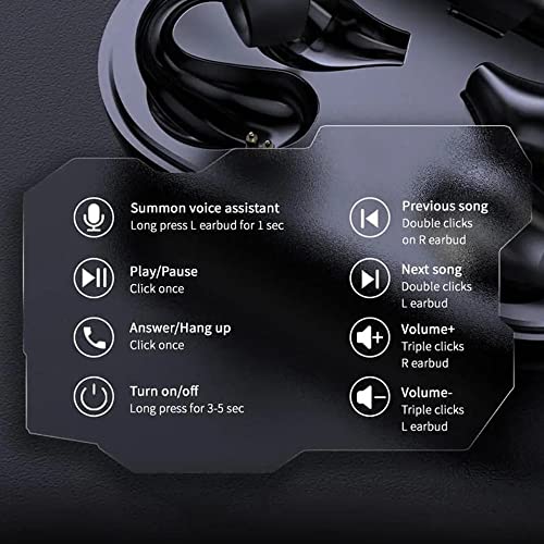 Qrttly Wireless Ear Clip Bone Conduction Headphones, Noise Cancelling Bluetooth Headset, Sport Wireless Earclip Music Earbuds, for Running/Bicycle/Driving/HD Talktime/Voice Controls (Black)