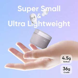 ABKO True Wireless Earbuds with Fabric Cradle Ultra Lightweight Compact Auto Pairing Bluetooth in-Ear Headphones USB-C Charging IPX4 Waterproof CWS120 White
