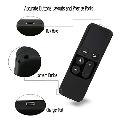 Remote Case Compatible with Apple TV 4K (5th) and 4th Generation, Auswaur Shock Proof Silicone Remote Cover Case Compatible with Apple TV 4th Gen 4K 5th Siri Remote Controller - Black