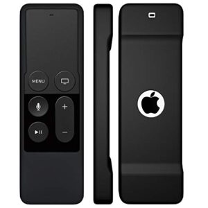 Remote Case Compatible with Apple TV 4K (5th) and 4th Generation, Auswaur Shock Proof Silicone Remote Cover Case Compatible with Apple TV 4th Gen 4K 5th Siri Remote Controller - Black