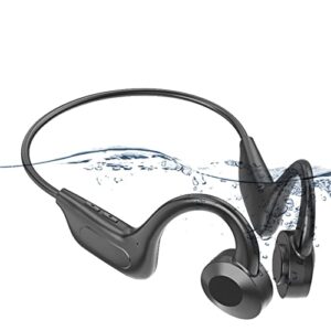 handfree tws bone conduction earphones bluetooth 5.1 deep bass headphones wireless ear hook headset waterproof sports business earbuds 1pcs (black)