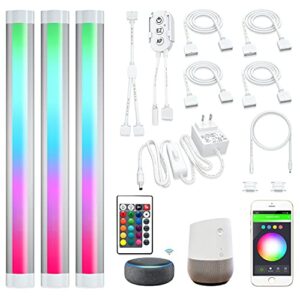 smart under cabinet lighting multi colors led strip lights,works with alexa,google,app,music sync light strips for under bed,gaming room decor,kitchen,tv monitor backlight,display case wall light,3pcs