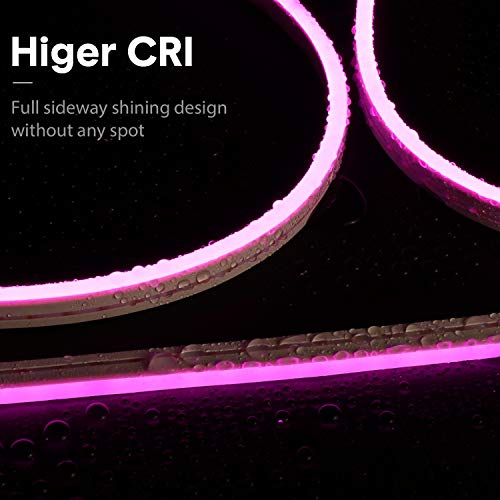 Lamomo Dimmable Led Neon Rope Light,12V Pink Led Strip Lights, 16.4 Ft/5m Led Strip IP65 Waterproof Silicone Rope Light for Indoor Outdoor Home Decoration 