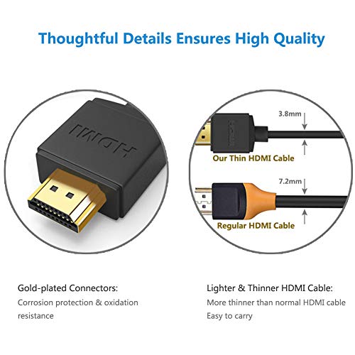 FOINNEX HDMI 1.4 Cable, 6.6FT Thin HDMI Cord, 4K@30HZ High Speed HDMI Wire Compatible with PC, Nintendo Switch, Xbox, PS, DVD Player to TV, Monitor and Projector