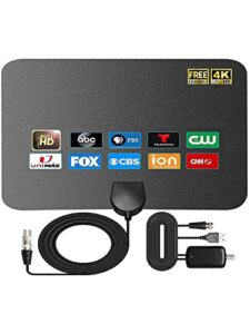 4k amplified hd digital tv antenna long 1000 miles range rupa tv antenna indoor support 4k 1080p fire tv stick and all older tv’s indoor smart switch amplifier signal booster with coax hdtv cable 16ft