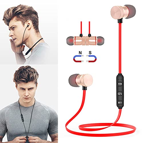 Mllkcao Bluetooth Headphones M9 Bluetooth 4.2 Earphones Summer Sports Sweat-Proof Wireless Bluetooth Earbuds Ear-Hook Headset, Red