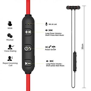 Mllkcao Bluetooth Headphones M9 Bluetooth 4.2 Earphones Summer Sports Sweat-Proof Wireless Bluetooth Earbuds Ear-Hook Headset, Red