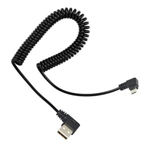 riieyoca micro usb coiled cable,left angle micro usb male to right angle usb a male sync & charging spring spiral cord for micro usb devices(1.47ft to 3.94ft)