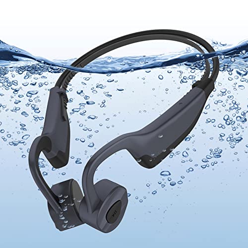 ESSONIO Bone Conduction Headphones Swimming Headphones IPX8 Waterproof with Microphones 16G Memory for Pool use Sports