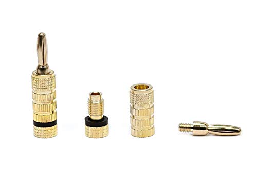 Monoprice Gold Plated Speaker Banana Plugs – 5 Pairs – Closed Screw Type & Premium RCA Cable - 1.5 Feet - Black | 2 RCA Plug to 2 RCA Plug, Male to Male, 22AWG