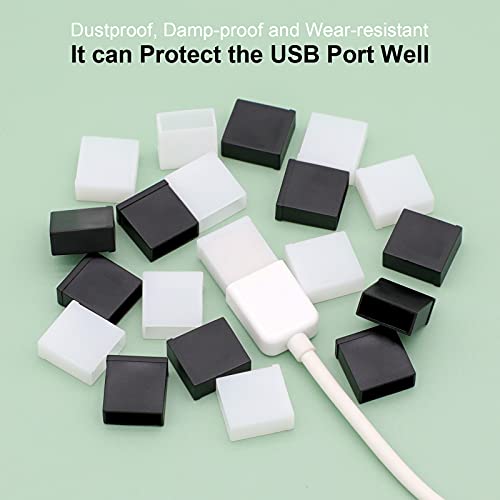 BUSHIBU USB Cover Cap, 20 Pcs Black Clear Plastic USB A Male Anti-Dust Plug Cover