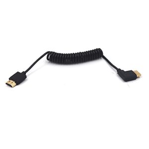 kework 3.9ft hdmi 4k coiled cable, hdmi 2.0 version hd high speed cable, 90 degree right angle hdmi male to hdmi male adapter spring spiral cord, 4k 60hz (right angle)