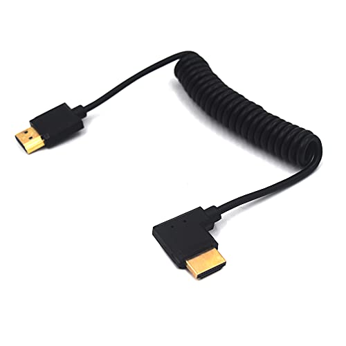 Kework 3.9ft HDMI 4K Coiled Cable, HDMI 2.0 Version HD High Speed Cable, 90 Degree Right Angle HDMI Male to HDMI Male Adapter Spring Spiral Cord, 4k 60HZ (Right Angle)