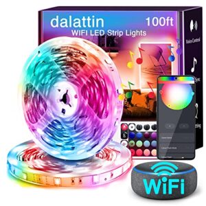 dalattin led lights 100ft wifi led light strip for bedroom work with alexa google assistant smart app control rgb color changing music sync (2 rolls of 50ft)…
