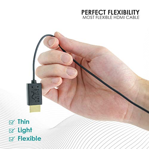 Nanosecond Extreme Slim 2.6’ Micro HDMI Cable – World’s Thinnest and Most Flexible HDMI Cable. (2.6 Ft / 0.8m) High-Speed Supports Full 1080P, 4K, UltraHD, 3D, Ethernet, and Audio Return Channel