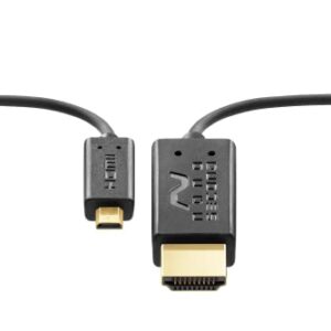 Nanosecond Extreme Slim 2.6’ Micro HDMI Cable – World’s Thinnest and Most Flexible HDMI Cable. (2.6 Ft / 0.8m) High-Speed Supports Full 1080P, 4K, UltraHD, 3D, Ethernet, and Audio Return Channel