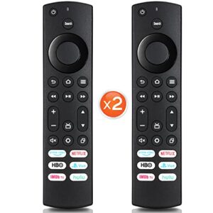 【pack of 2】 azmkimi remote compatible with toshiba fire tvs and insignia fire tv remote, with prime video, netflix, hbo, vue, imdbtv and hulu shortcut buttons