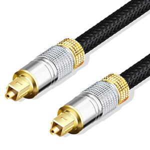 starweh optical audio cable, 6ft fiber optic audio cable with durable 24k gold-plated, nylon braided male to male optical digital cable for hi-fi sound bar, home theater, tv, ps4, xbox, playstation