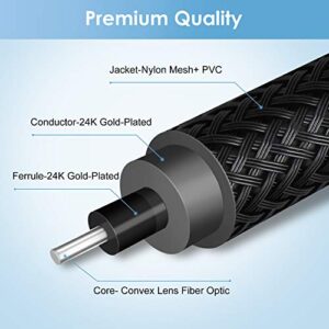 Starweh Optical Audio Cable, 6ft Fiber Optic Audio Cable with Durable 24K Gold-Plated, Nylon Braided Male to Male Optical Digital Cable for HI-FI Sound Bar, Home Theater, TV, PS4, Xbox, Playstation