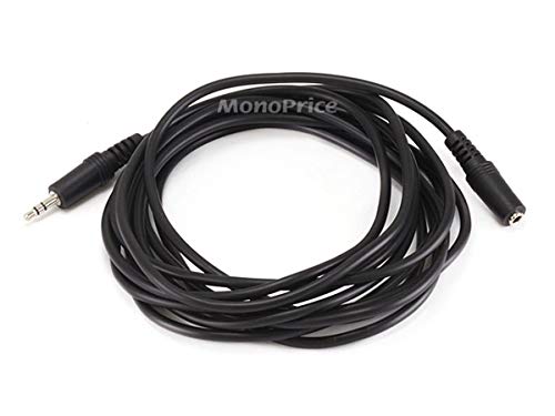 Monoprice Stereo Extension Cable - 12 Feet - Black | 3.5mm Plug/Jack Male/Female