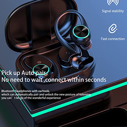 Nsxcdh Bluetooth 5.3 Mini Earbuds, Wireless Headphones 50Hrs Playback HD Stereo Audio LED Display, Immersive Premium Sound Earphones with Earhooks, in-Ear Headset, for Sports Game