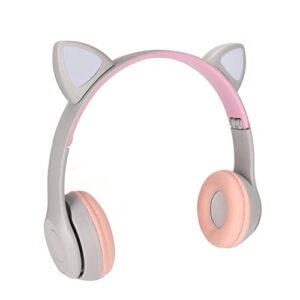 cat ear headphone, rgb wireless gaming headset noise cancelling retractable portable bluetooth headphone with 40mm speaker for kids adults girls boys
