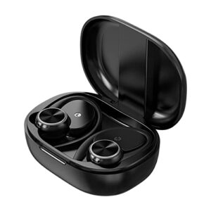 lovskoo wireless earbuds, over-ear bluetooth earbuds 5.3 headphones with earhooks, wireless earphones with 50hrs playback hd stereo audio led display for sports, in ear bluetooth cool stuff (black)