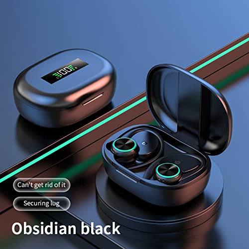 Lovskoo Wireless Earbuds, Over-Ear Bluetooth Earbuds 5.3 Headphones with Earhooks, Wireless Earphones with 50Hrs Playback HD Stereo Audio LED Display for Sports, in Ear Bluetooth Cool Stuff (Black)