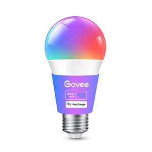 govee smart light bulbs, color changing light bulbs with music sync, 54 dynamic scenes, 16 million diy colors wifi & bluetooth light bulbs work with alexa, google assistant & govee home app, 1 pack