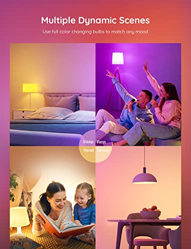 Govee Smart Light Bulbs, Color Changing Light Bulbs with Music Sync, 54 Dynamic Scenes, 16 Million DIY Colors WiFi & Bluetooth Light Bulbs Work with Alexa, Google Assistant & Govee Home App, 1 Pack