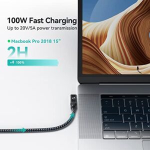 Yottamaster USB C to USB C Cable Dual 90 Degree[20Gbps, 100W], USB3.2X2 Bradied USB C Charging Cable Right Angle with E-Marker Support 4K@60Hz, Fully Compatible with USB C Devices [3.3ft/1m]