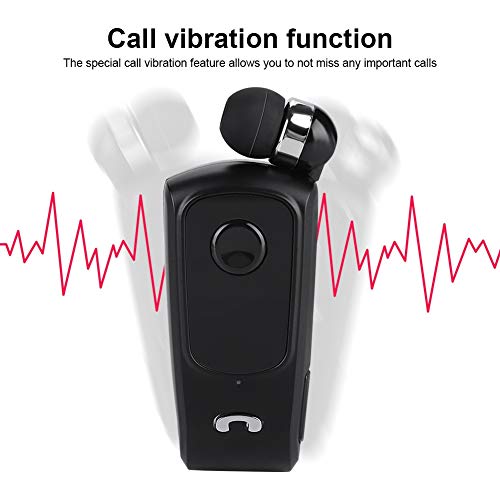 Fineblue F920 Retractable Bluetooth Earphone Business Lavalier Earphone Sports Bluetooth Headset Voice Prompts Call Vibration Bluetooth V4.1 Anti-Lost Function(Black)