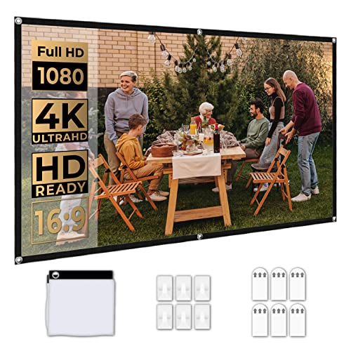 WEWATCH 100 Inch Projector Screen, Portable and Foldable Projector Screen, Double Sided Video Projector Screen for Indoor, Outdoor, Wrinkle Free