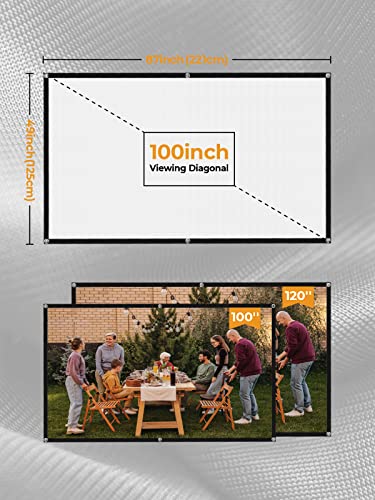 WEWATCH 100 Inch Projector Screen, Portable and Foldable Projector Screen, Double Sided Video Projector Screen for Indoor, Outdoor, Wrinkle Free