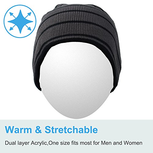 Qshell Winter Comfy Bluetooth Beanie Washable Hat w/Basic Knit Music Cap with Speakers & Mic Hands Free Wireless Bluetooth Headsets for Running Skiing Skating Hiking, Gray