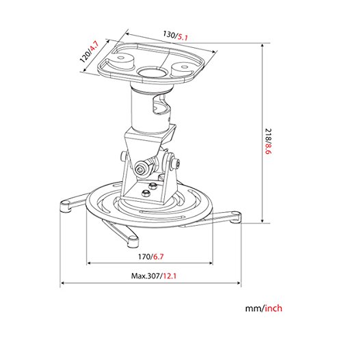 AMER Projector Mount - Ceiling Bracket LCD DLP Tilt 360° Swivel 30lbs (White)