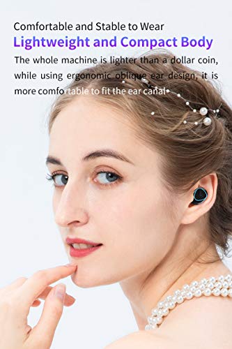 NC TWS Bluetooth 5.1 Earphones 3500mAh Charging Box Wireless Headphone 9D Stereo Sports Waterproof Earbuds Headsets with Microphone (Black-B)