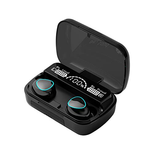 NC TWS Bluetooth 5.1 Earphones 3500mAh Charging Box Wireless Headphone 9D Stereo Sports Waterproof Earbuds Headsets with Microphone (Black-B)