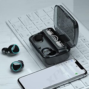 NC TWS Bluetooth 5.1 Earphones 3500mAh Charging Box Wireless Headphone 9D Stereo Sports Waterproof Earbuds Headsets with Microphone (Black-B)