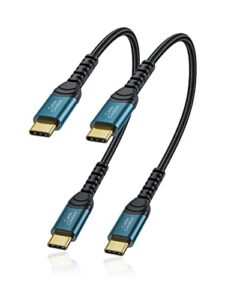 cablecreation short usb c to usb c cable 60w, usb c cable 1ft 2-pack fast charging cord, double-braided type c to type c compatible with ipad mini 6 ipad pro galaxy s23 ultra s23 s22 and more, blue